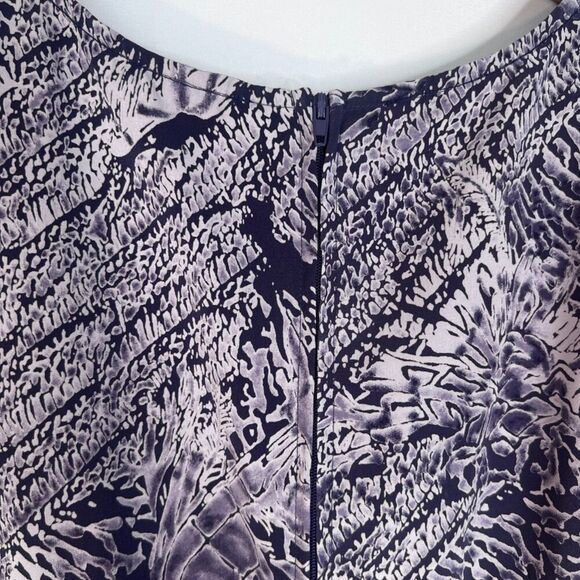 Dressbarn Purple Abstract Sleeveless Satiny Shift Maxi Dress Back Zip Size 6 - Picture 4 of 7